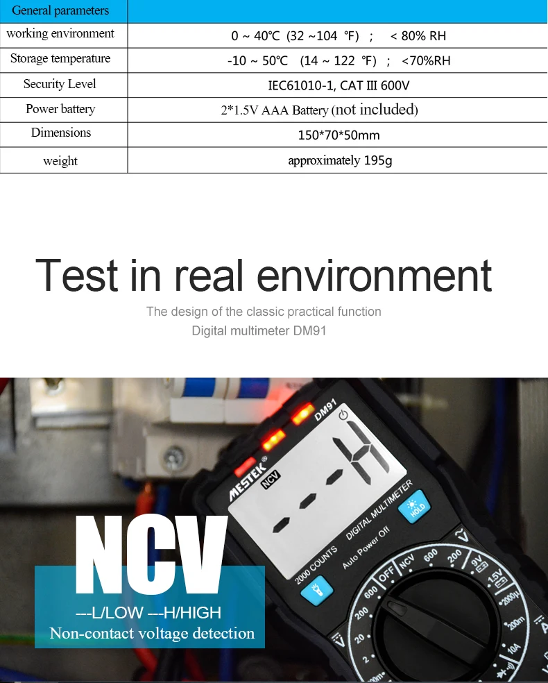 MESTEK цифровой мультиметр автоматический Диапазон мультиметр мини Карманный мультиметр Подсветка DC/VC тестер напряжения многометровый мультитестер