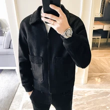 Высококачественная кожаная куртка из горной кожи, мужские пальто, Брендовые мужские деловые зимние куртки из искусственного меха, мужские замшевые куртки, флисовые приталенные куртки