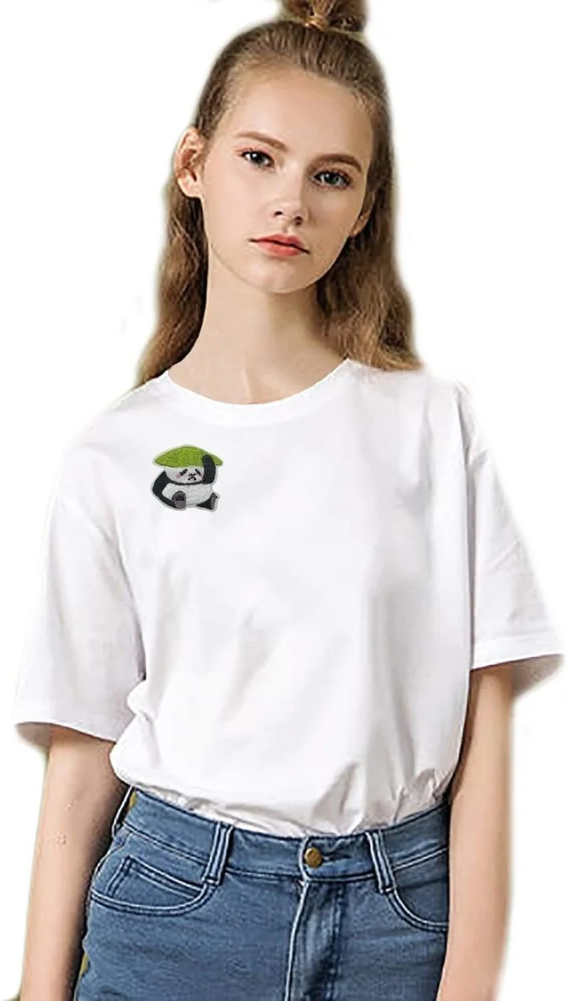 7 Pcs 귀여운 팬더 수 놓은 봉제 다리미 의류 모자 자 켓 t-셔츠 청바지 배낭 동물 Applique DIY 액세서리