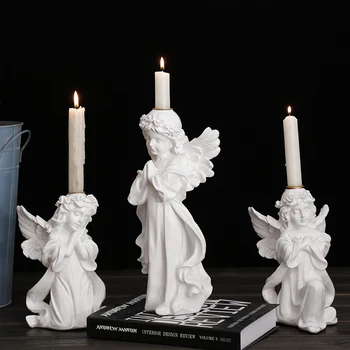 

European Retro Angel Candlestick Religious Prayer Decorative Candle Holders Christian Church Decor Candlestick Home Decoration