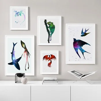

Nebula Chameleon Gecko monsters Phoenix Swallows Animal Poster Canvas Print Wall Pictures for Living Room No Frame