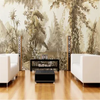 

milofi custom large wallpaper mural European retro hand-painted pastoral rainforest nostalgic medieval background wallpaper mura