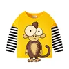 TUONXYE Boys Children's T-shirts Cartoon Cute Animal Pattern Stripe Shirts Casual Crew Neck for Long Sleeve Top Clothes 2-9 4