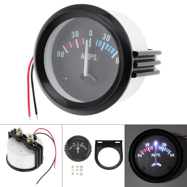 DC 12V Ammeter Guage,2 inch 52mm Car Ammeter Voltmeter 60-0-60A AMP Gauge  Volt Meter for Auto car Vehicles(ABS Black) : : Car & Motorbike