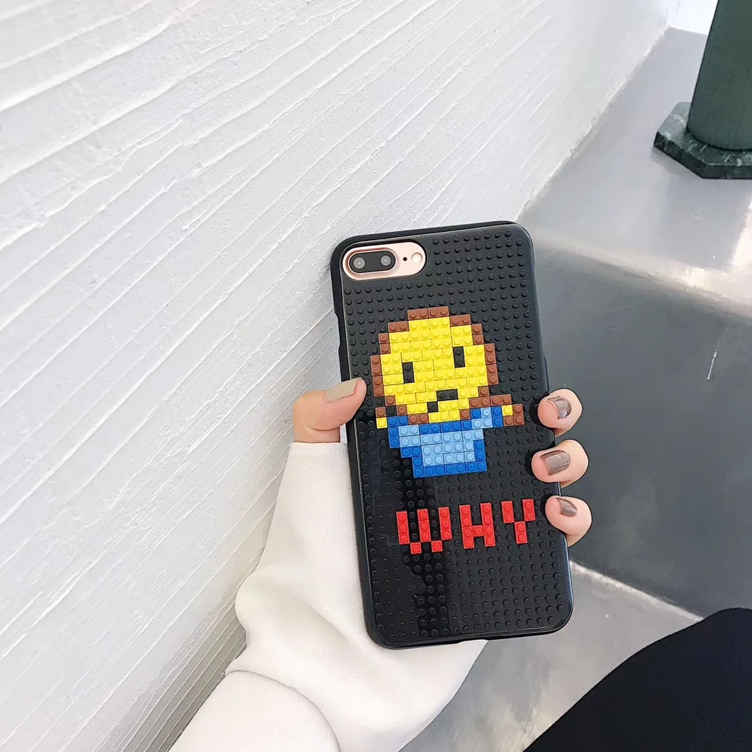 

DIY smart phone case for iPhone 8 7 6 6s Plus 3D DIY lego building blocks toy case for iPhone X XS Xiaomi samsung galaxy s7 edge