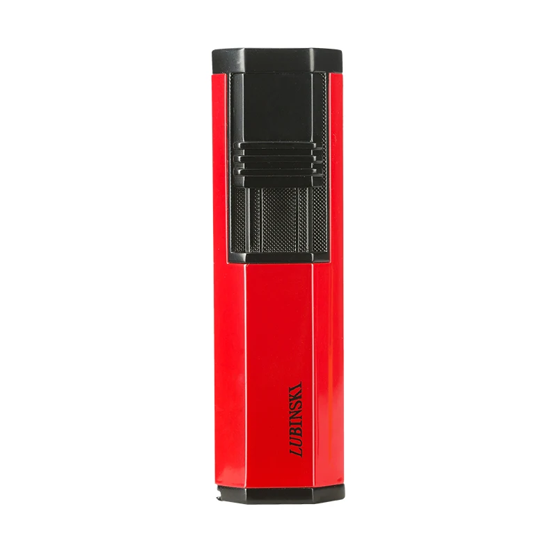 LUBINSKI Металл 2 фонарь Jet Blue Flame многоразовая табачная Зажигалка для сигарет Сигар Зажигалка с перфорацией для курения - Цвет: Red