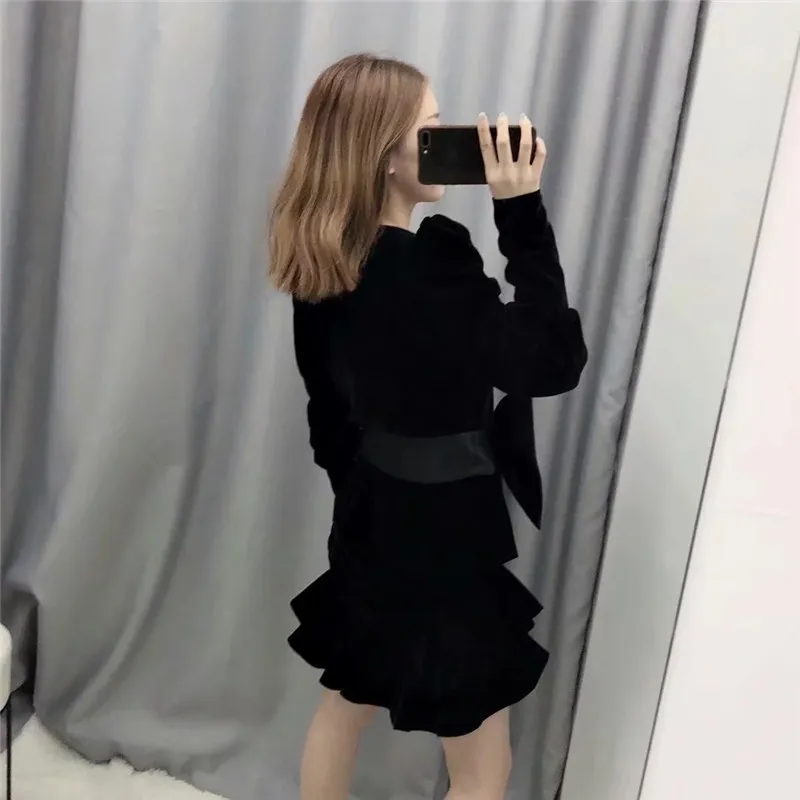WHITNEY WANG осень зима модная уличная одежда большой бант пояса бархатная куртка для женщин Офис Леди Пальто Верхняя одежда