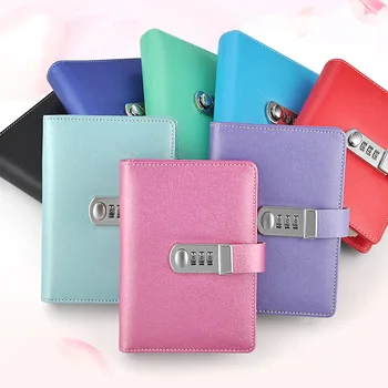 

New Spiral Personal Diary with lock code notebook paper 100 sheets Leather notepad stationery office shcool supplies gift