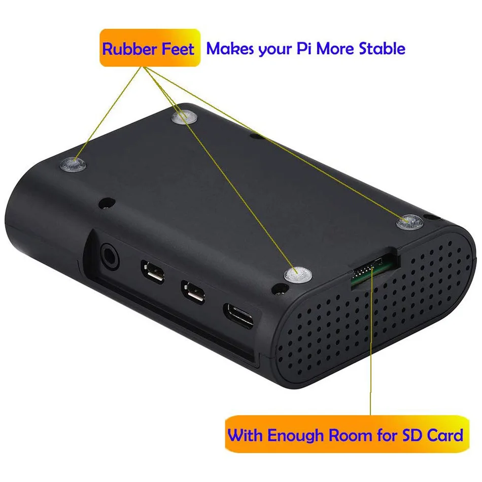 Aokin Raspberry Pi 4 Чехол для Raspberry Pi чехол с охлаждающим вентилятором, Raspberry Pi 4 радиатор для Raspberry Pi 4 Модель B, Pi 4B, Pi