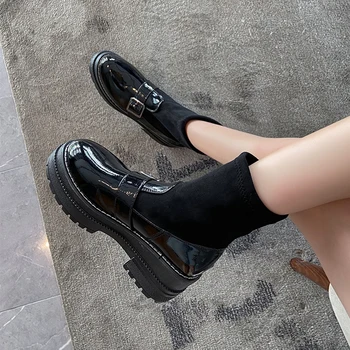

Round Toe Boots Women New 2020 Women's Shoes Autumn Winter Footwear Luxury Designer Flat Heel Clogs Platform Booties