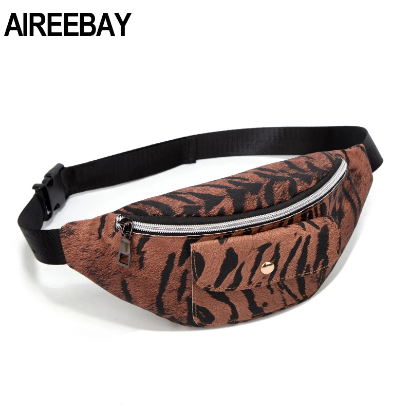 AIREEBAY Новая модная женская поясная сумка с рисунком зебры, Кожаная поясная сумка для дам, корейский стиль, телефонная сумка на пояс