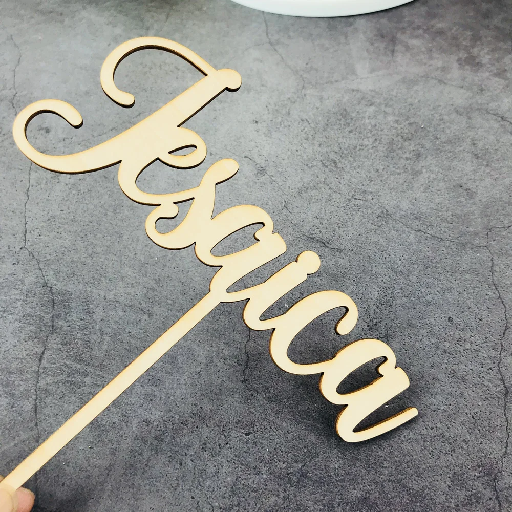 Personalized Name wooden Cake Topper,Custom Gifts Baby Children's Happy Birthday Cake Topper,Birthday Cake Topper Party Decor (4)