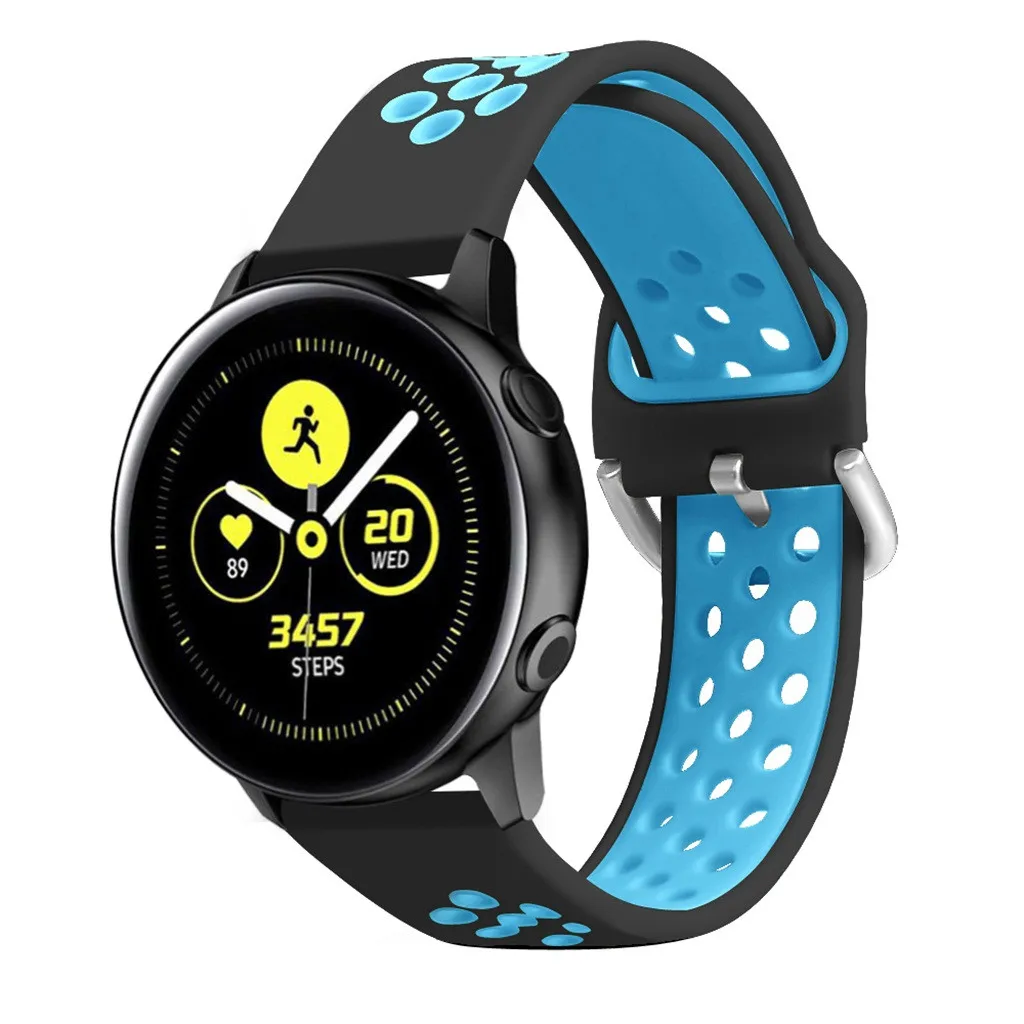 OMESHIN For Samsung Galaxy Watch Sports Skin-friendly Soft Silicone Watch Belt 42mm/Active Adjustable Clasp Porous Design 717#2