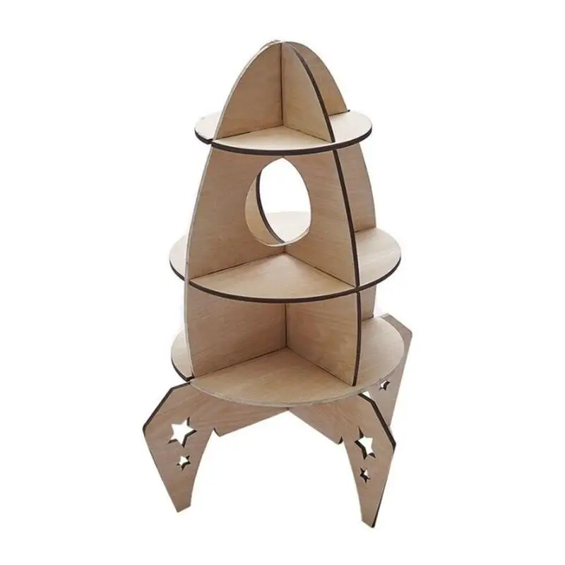 

Wooden Assembling Rocket Model Toys Three-dimensional Children's Room Decor Home Toy Storage Rack No Burrs Shelf Ornament