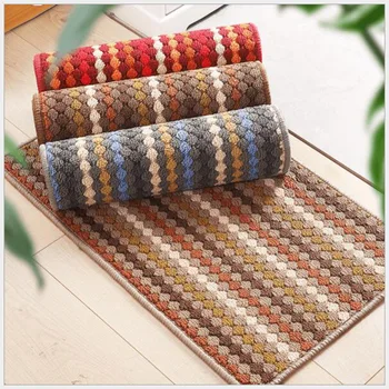 

Striped Kitchen Rug Polyester Non-slip Soil Removal Rustic-style Bedroom Decor for Room Living Room Entrance Bedside
