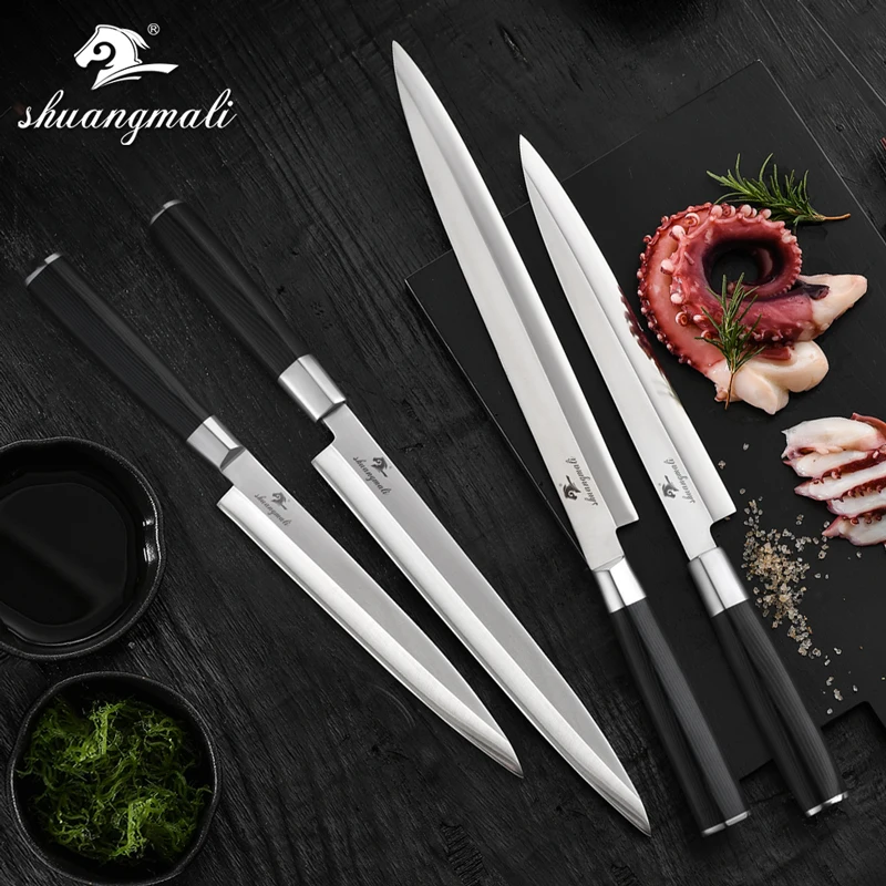 Japanese Salmon Sushi Knife Set High Carbon 5CR15 Steel Japan Kitchen Filleting Knives Slicing Fish Deba Chef | Дом и сад
