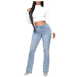 Jaycosin Новая мода дамы случайные дикий свободный крой джинсы с высокой талией эластичные стрейч тонкие женские мягкие плюс размер джинсовые