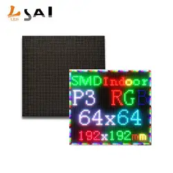 Isolamento de luz led p3 rgb 1/32, módulo de tela colorida 192x192mm 64x64 pixels