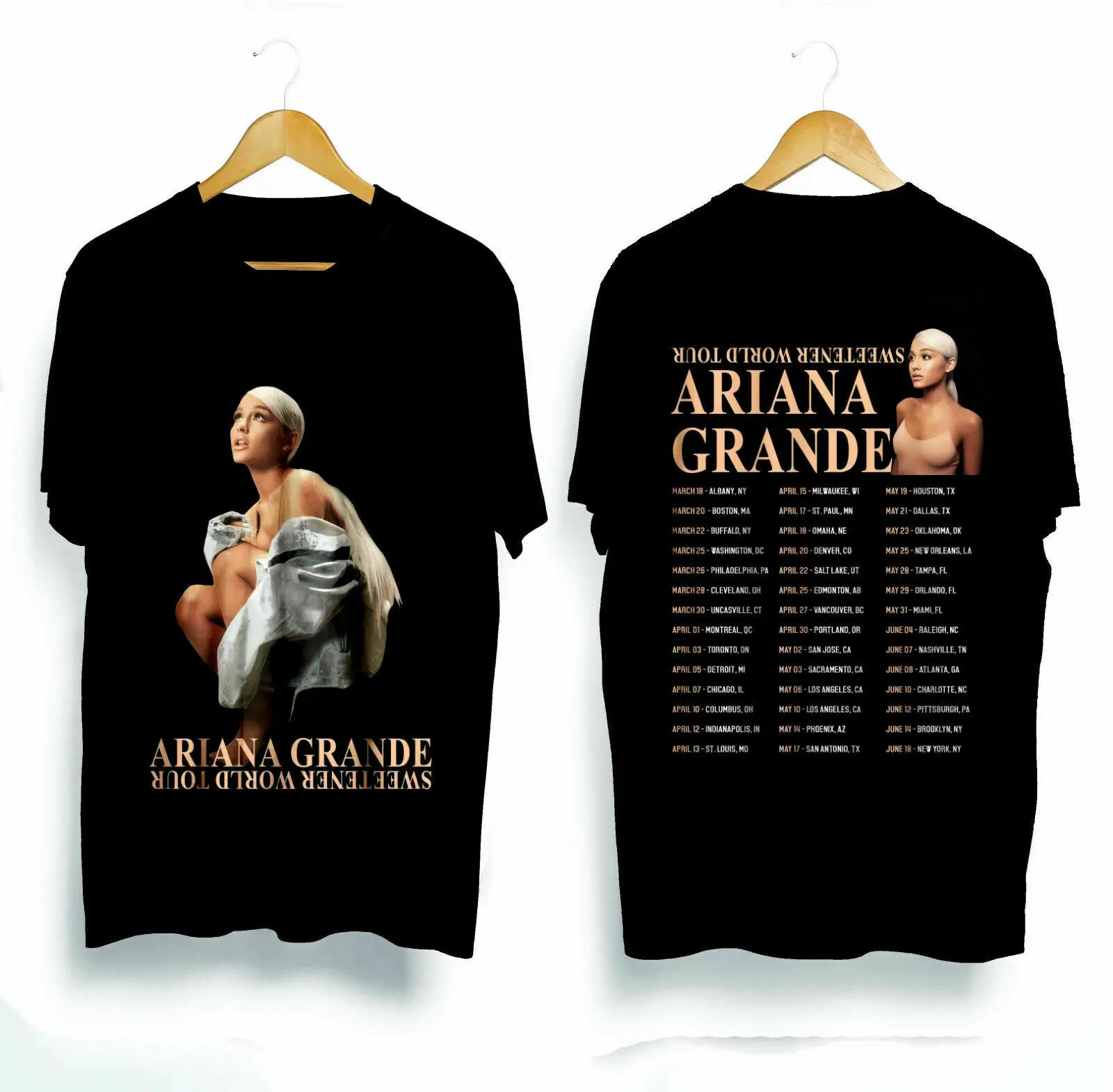 

Best Item Ariana-Grande-Sweetener-World-Tour-2019-Dates Black M-3XL T Shirt Short Sleeves Cotton Free Shipping