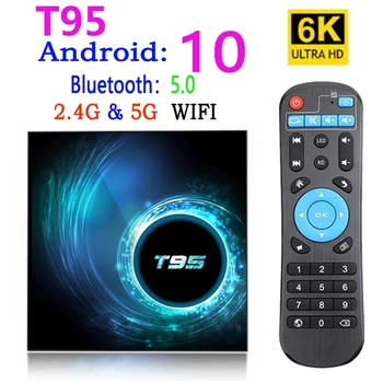

2020 New T95 Smart tv box android 10 4k 6k 4g 32gb 64gb 2.4g & 5g Wifi Bluetooth 5.0 Youtube HD 6K Android TV BoxMedia Player