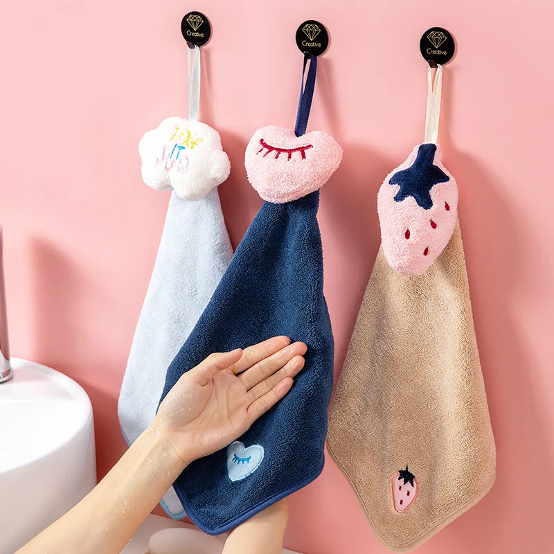 1pcs Velvet Hanging Hand Towels Bathroom Accessories Household Soft cute  Towels Cleaning Cloth Bathroom Towel Cleaning Products - AliExpress