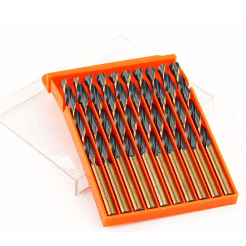 Commerci All'Ingrosso 10Pcs Twist Punta Del Trapano Hss Drill Set Cobalto Acciaio Ad Alta Velocità Twist Drill Hole In Acciaio Inox Set Di Strumenti