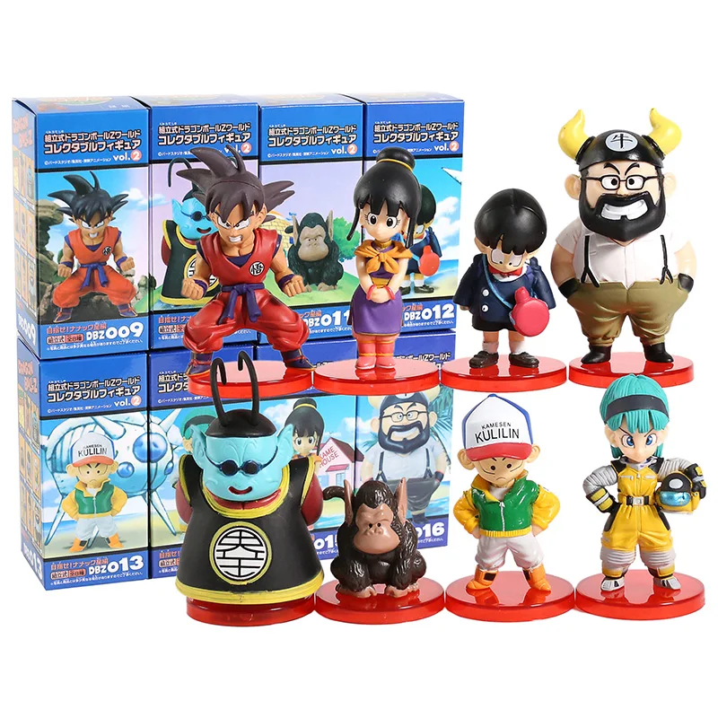 Dragon Ball Super WCF DWC Goku Gohan Bulma Krillin Kaio Bubbles Ox-King Chichi Pilaf Shu Mai ПВХ Фигурки игрушки 8 шт./компл - Цвет: vol2 box