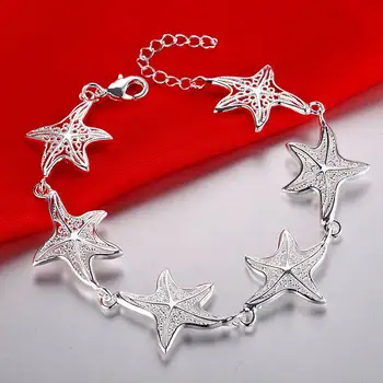 

hot Fine nice charms Star fishstar silver color bracelets for women wedding high quality fashion jewelry Christmas gifts LH016
