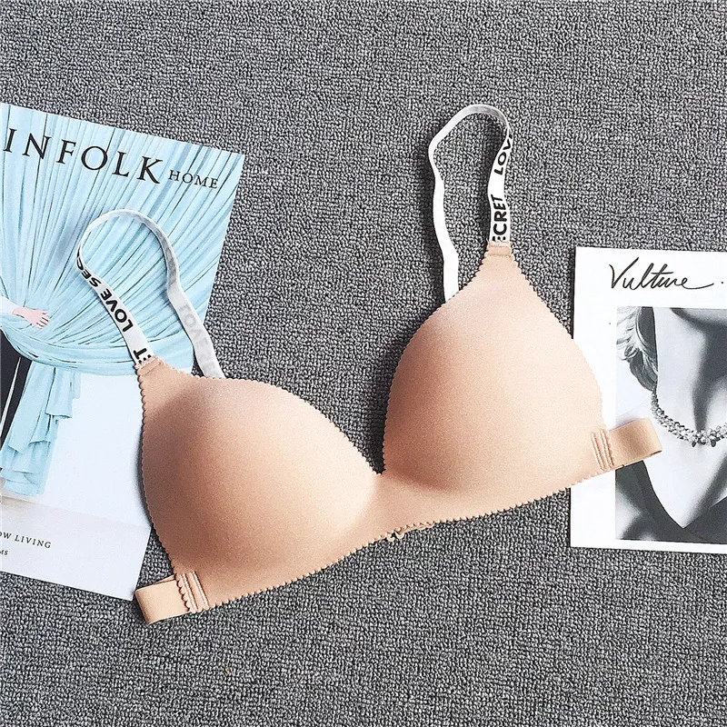 Letter Straps Seamless Push Up Bras For Women Sexy Lingerie Comfort Bra Adjustable Brassiere Small Breast Underwear Bralette