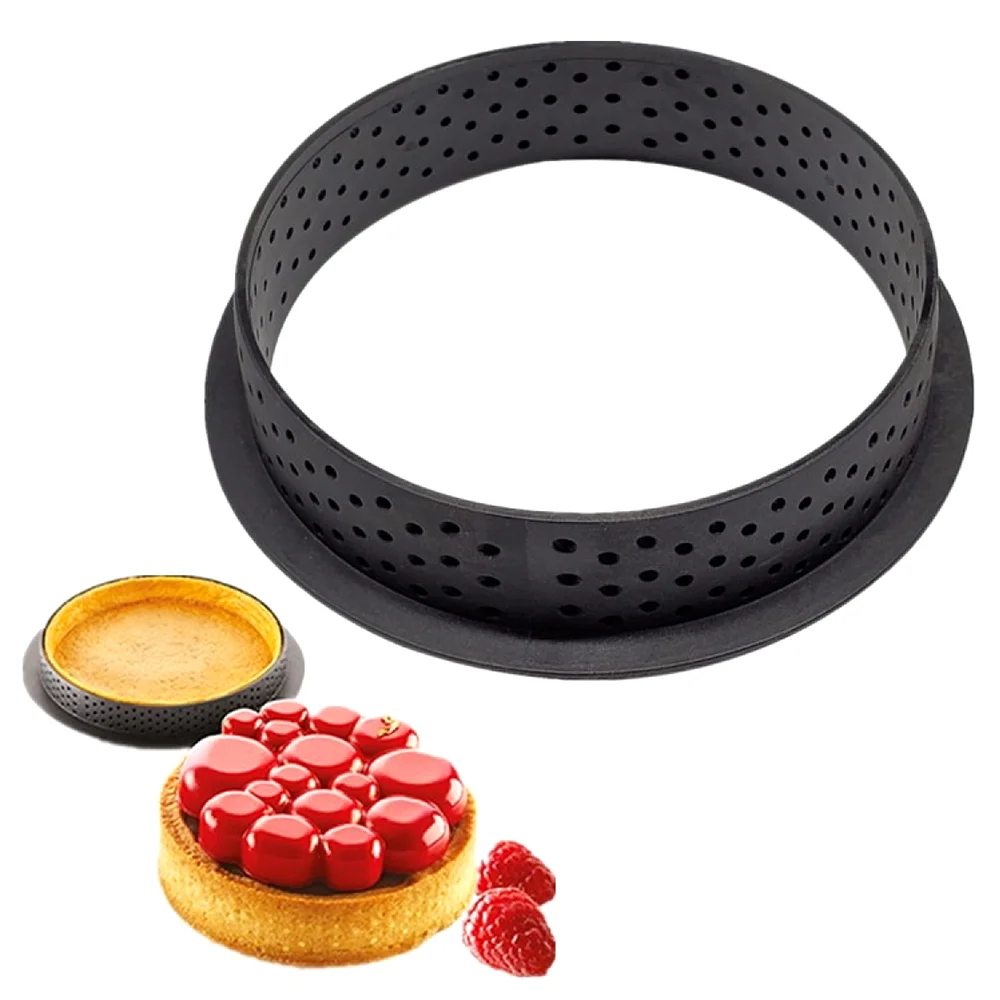 8PCS Dessert Bakeware Perforated Cutter Circle Cake Mold Mousse Tart Ring UK