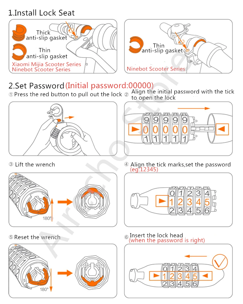 5 Мини Набор цифр числовой код пароль кодовый замок безопасности для Ninebot MAX G30 Xiaomi Mijia Pro M365 KickScooter