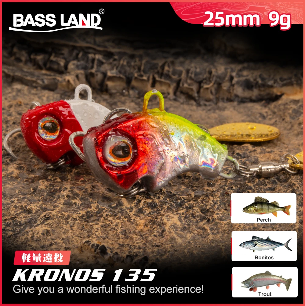 

Bassland Metal Mini VIB With Rotating Spoon Fishinng Lures 9/13/16/22G Crankbait Vibration Spinner Hard Bait Sinking Tackle