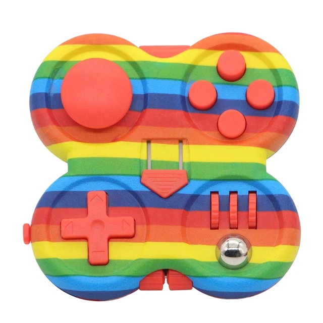 N7ME Rainbow Color Hand Spinner Press Fidget Set Decompression Novelty Pad with Rubber Button Press Board for Party Gift 1