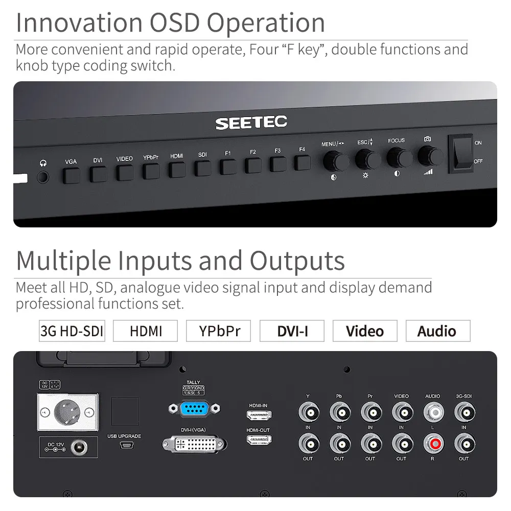 Seetec P173-9HSD 17," ips алюминиевый 1920x1080 4K вещательный ЖК-монитор с 3G-SDI HDMI AV YPbPr 17,3 дюймов Mointor