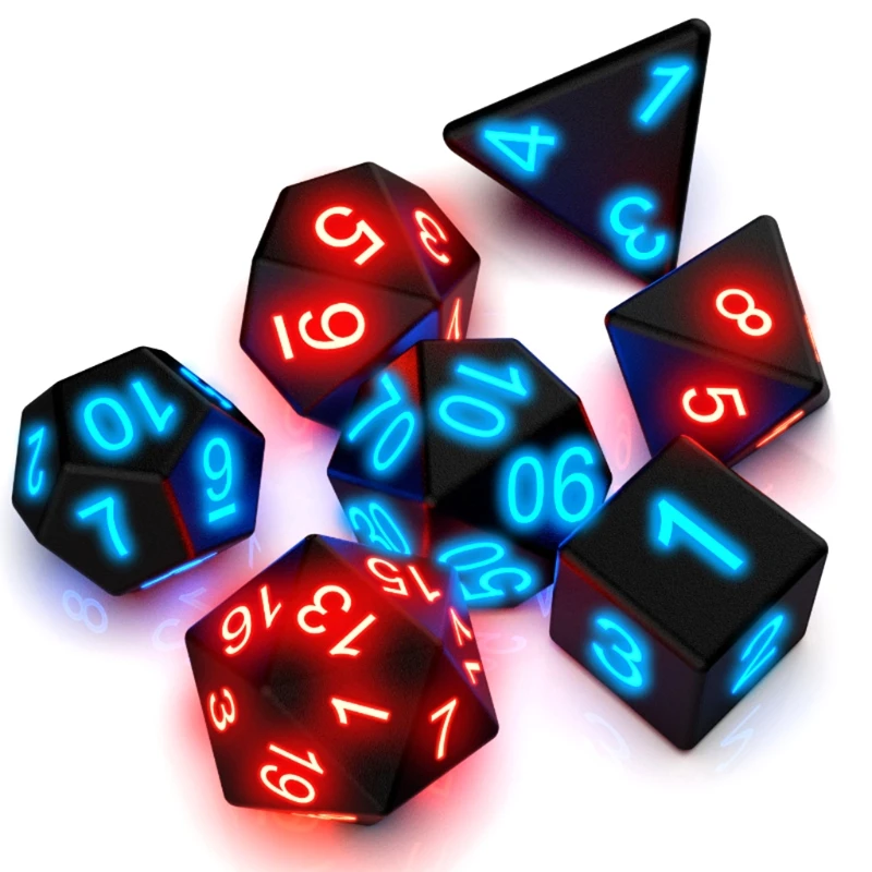 7pcs/set The Electronic Dice D20 Glow LED Dices Magic Trick Pixels DND