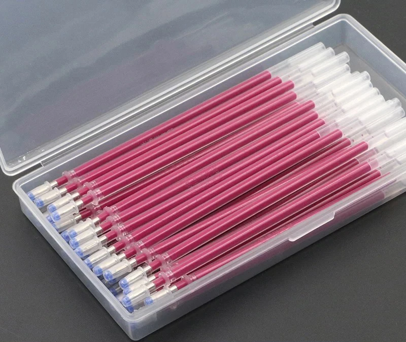 40pcs Heat Erasable Pen High Temperature Disappearing Fabric Marker Refills with Storage Box Fabric Craft Tailoring Accessories 