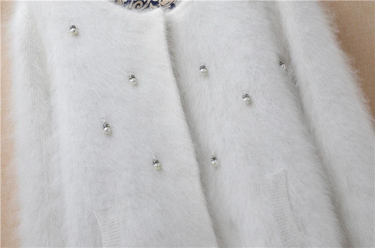 Женский элегантный зимний модный свободный однотонный плюшевый норковый кашемировый кардиган с длинными расклешенными рукавами из Ангорского кроличьего меха, вязаный свитер, пальто
