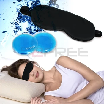 

[The 2rd 50% off]New Relaxing Cooling or Heat Health Pain Relief Deep Sleep 100% Silk Black Eye Mask Gel Shade Pads Including