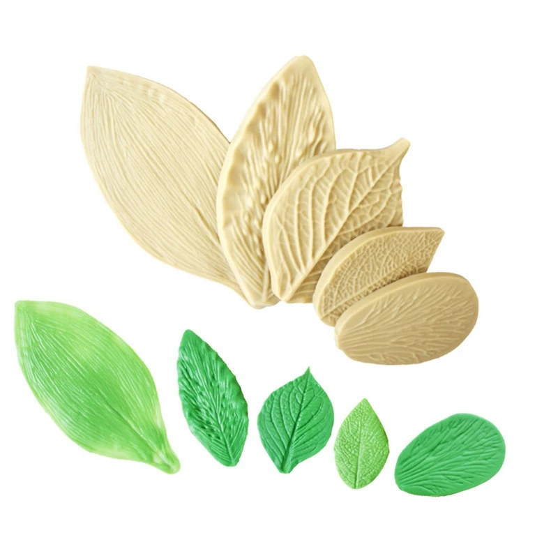 

5Pcs/Set Fondant Cake Decorating Tools Silicone 3D Mold Flower Making GumPaste Rose Floral Petal Leaf Silicone Mold