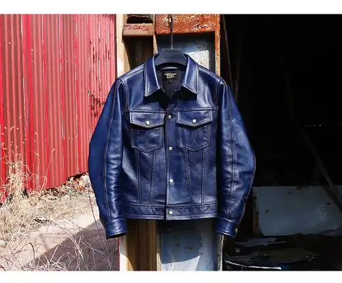 indigo leather jacket