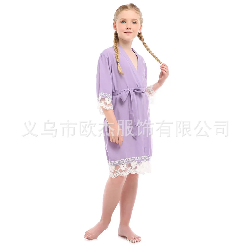 Purple Одежда для сна, ночная рубашка, Детские хлопковые кружевные пижамы, ночная рубашка, удобные женские халаты, пижамы, пижамный комплект - Цвет: Purple