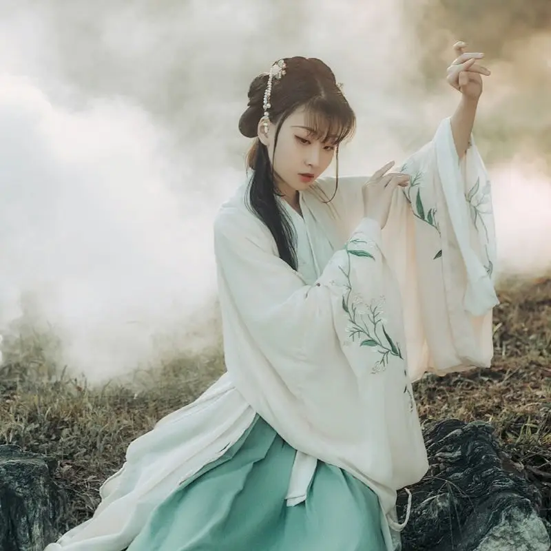 Hanfu Женский костюм династии Цин для китайского танца древнее традиционное