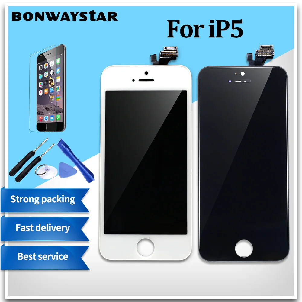 Заводская поставка 1 шт. AAA + Дисплей для iPhone 5S LCD с galss модулем сенсорным