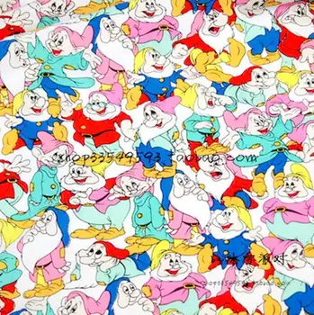 

130cm Width Seven Dwarfs Print White Artificial Cotton Fabric for Boy Girl Clothes Hometextile Cushion Cover Sewing-BK680
