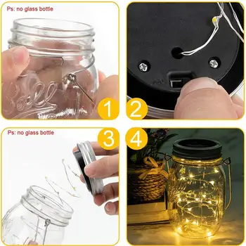 

LED Fairy Light Solar For Mason Jar Lid Insert Garden Decor 2020 Hot Sale Christmas Lights Outdoor Wedding Decor