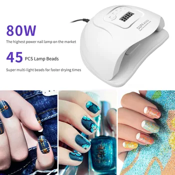 

Fast Dry 80W Nail Dryer LED Nail Lamp Manicure 36 Pcs Lights Bead UV Lamp LCD Display Curing All Gels Polish Nail Art Tools ZS2