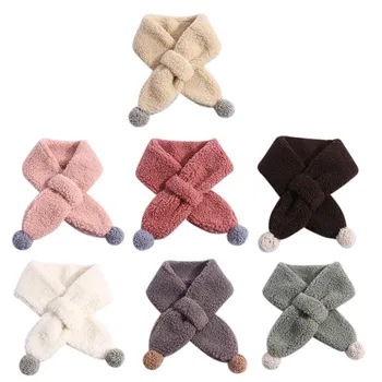

Soft Children Autumn Winter Fashion Casual All-match Concise Solid Color Lambskin Warm Scarf Newest