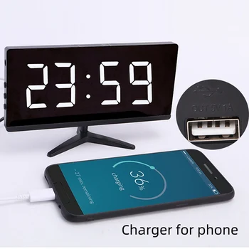 Creative Mirror LCD Digital Display USB Charging Multifunction Table Alarm Clock