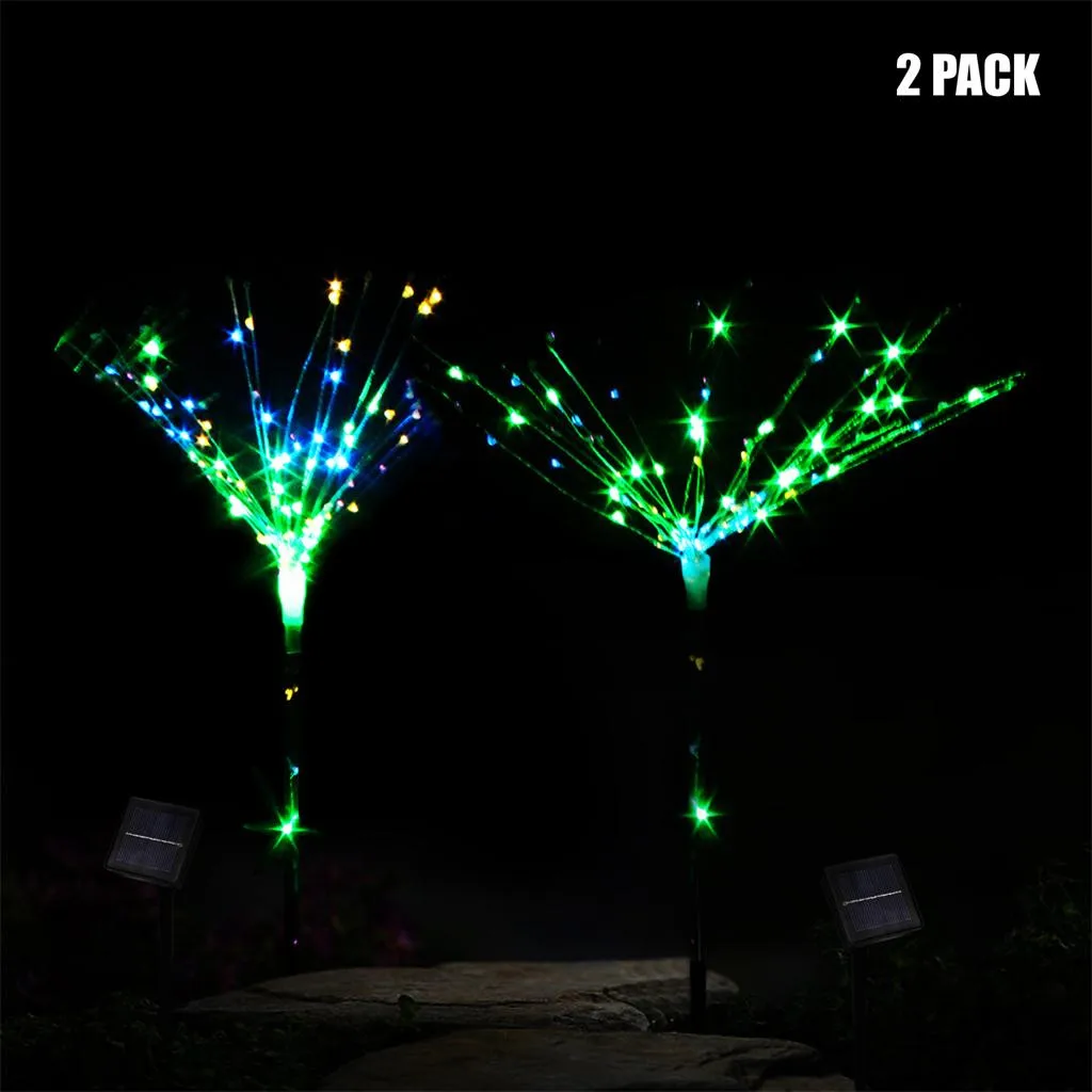 New High Quality 100-LED DIY Shape Fireworks Tree Solar Lawn Light Pathway Garden Lamp 2PC Home& Garden Drop Shipping - Испускаемый цвет: Multicolor