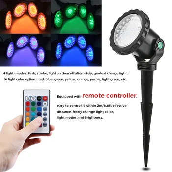 

4Pcs IP68 RGB LED Underwater Projector Spotlight Lamp Waterproof Remote Control 4 Light Modes For Garden Landscape